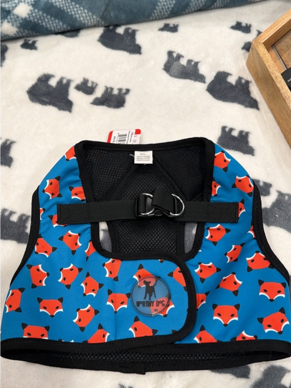 Pet Fox Print Harness - Blue & Orange